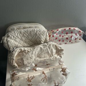 Brandy Melville Set of Quilted and Printed Cosmetic Bags